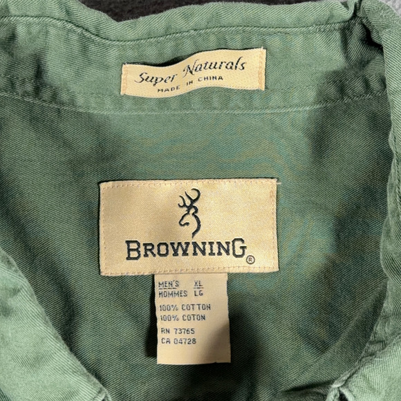 Vintage Browning Shirt Adult EXTRA LARGE Green NWTF Wild Turkey Hunting Y2K - Picture 4 of 11
